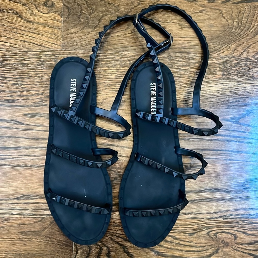Steve Madden Black Studded Strappy Sandals